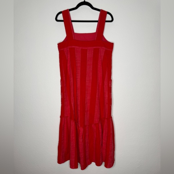 Maeve Anthropologie Tonal Stripe Midi Dress Red Cotton Blend Size S - Picture 4 of 7